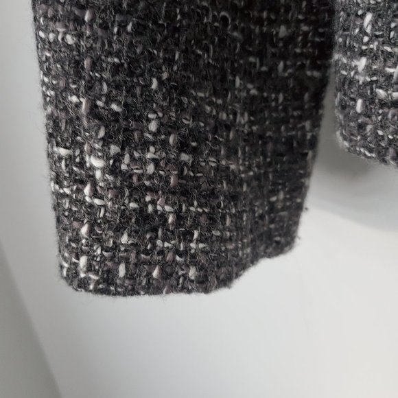Vintage Women's Wool Blazer Jacket Zip Up Woven Knit Grey White Tweed JONES NY - Picture 9 of 10